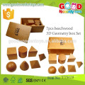 Juguetes educativos de madera promocionales 7pcs beechwood 3D Geometry Box Set